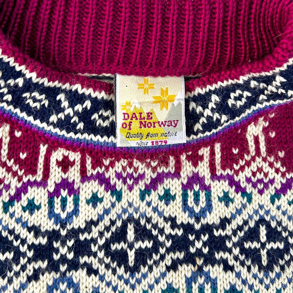 Vintage Dale of Norway Pure New Wool Nordic Fair Isle Chunky Sweater Ski Lodge - Picture 5 of 10